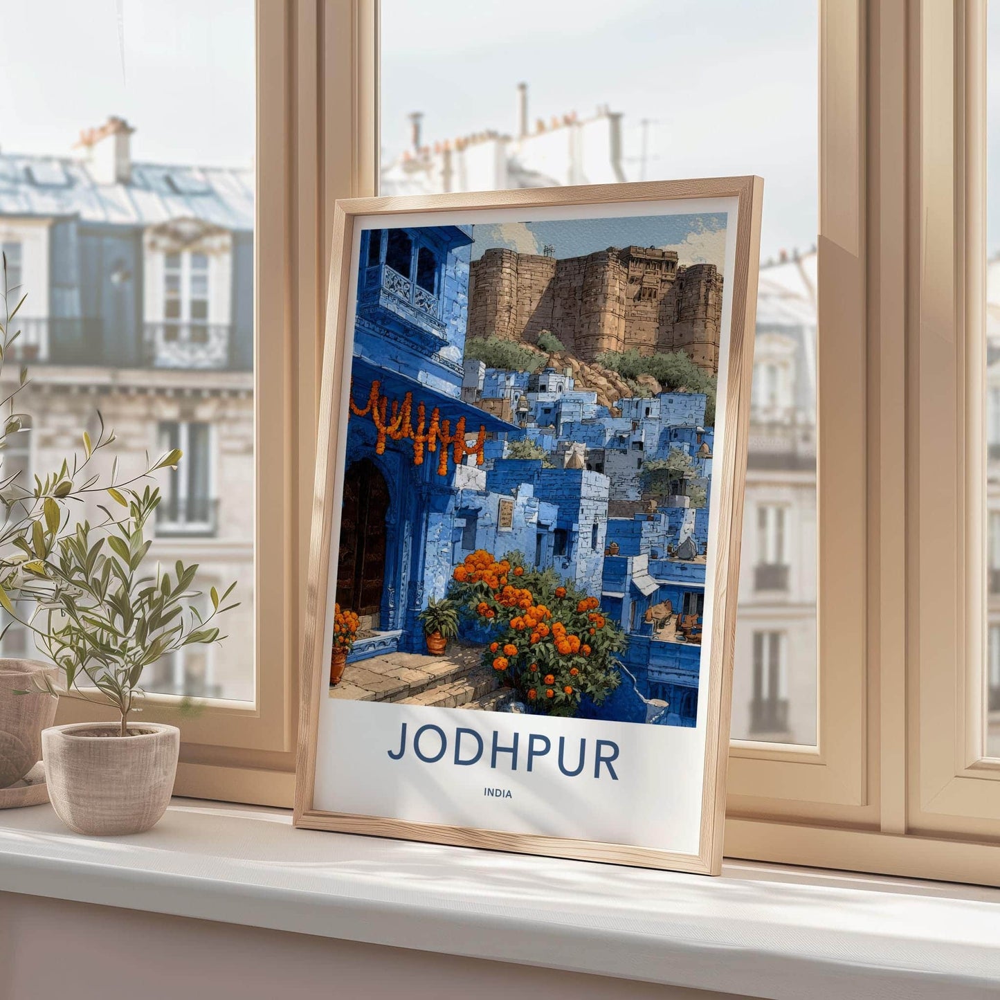 Jodhpur Poster - India Travel Art - Rajasthan Blue City Fort Home Decor