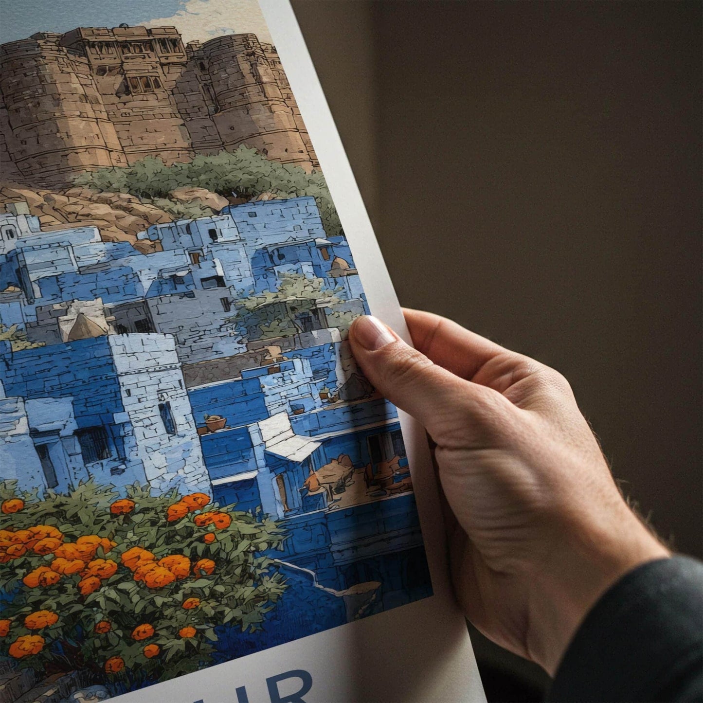Jodhpur Poster - India Travel Art - Rajasthan Blue City Fort Home Decor