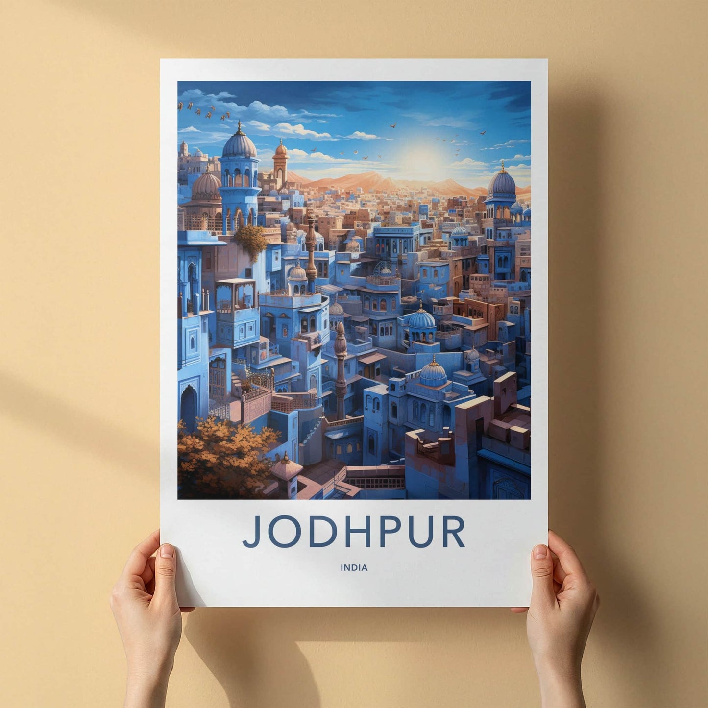 Jodhpur Poster - India Travel Art - Rajasthan Historic Blue City Home Decor