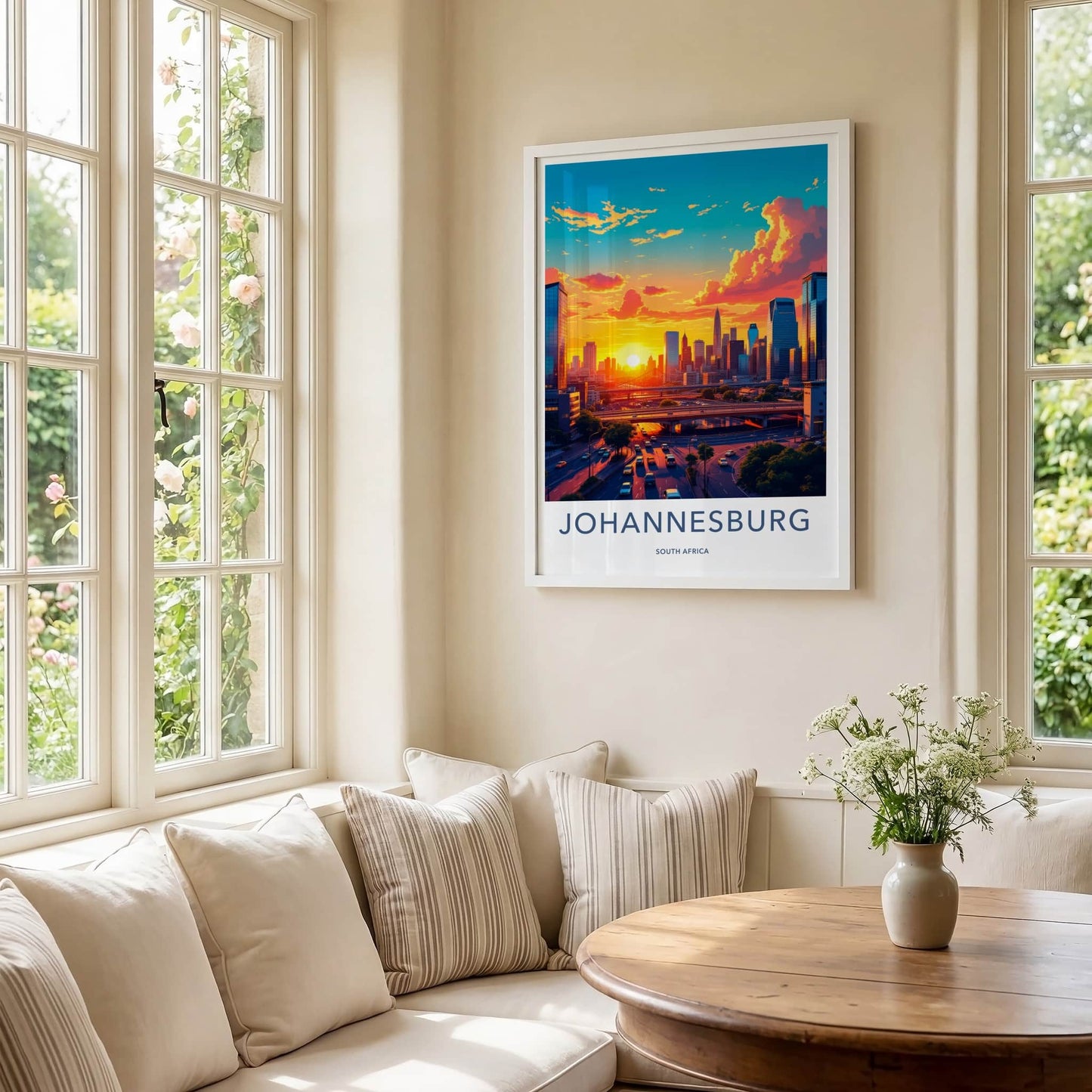 Johannesburg Poster - South Africa Travel Art - Golden Hour Skyline Wall Decor