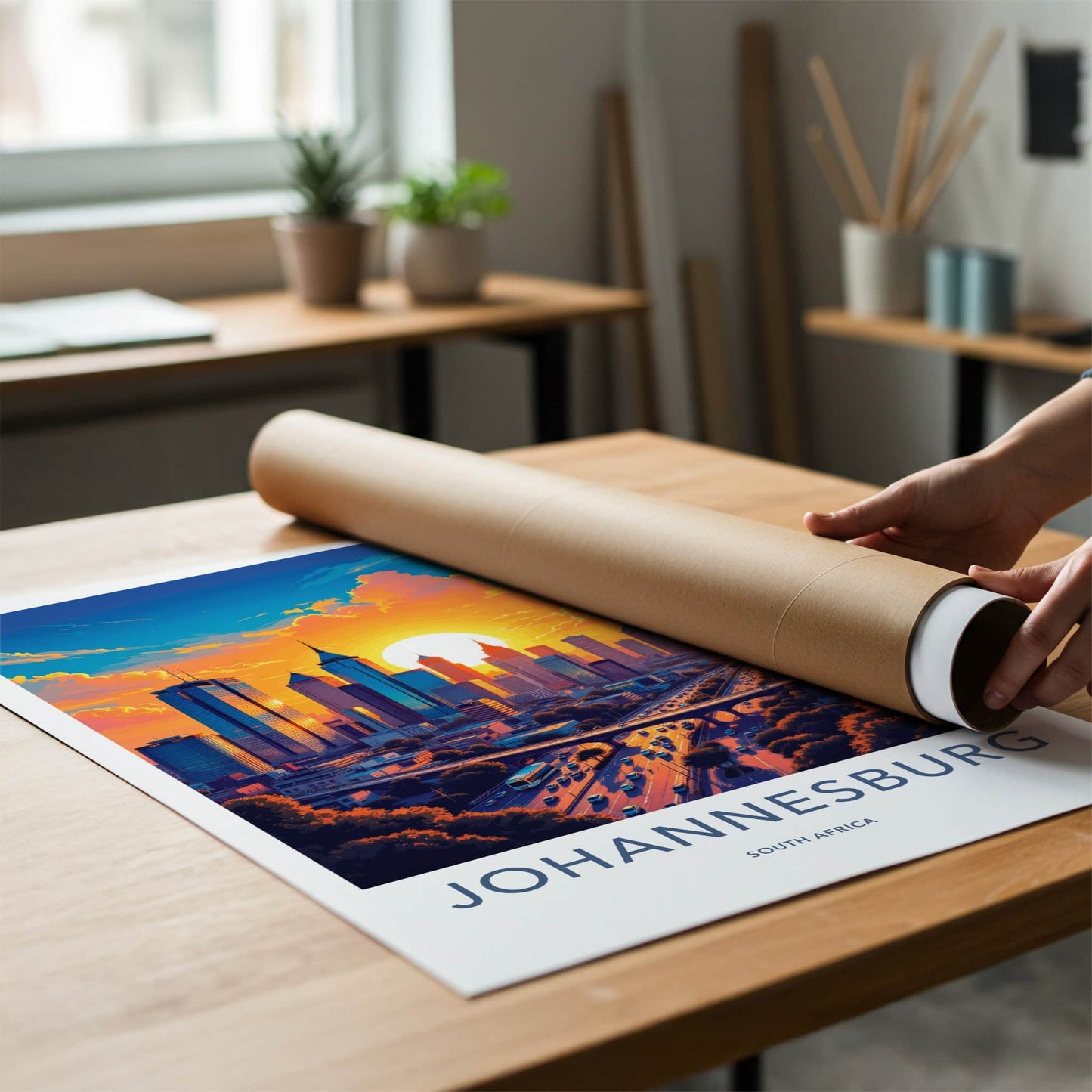 Johannesburg Poster - South Africa Travel Art - Vibrant City Sunset Home Decor