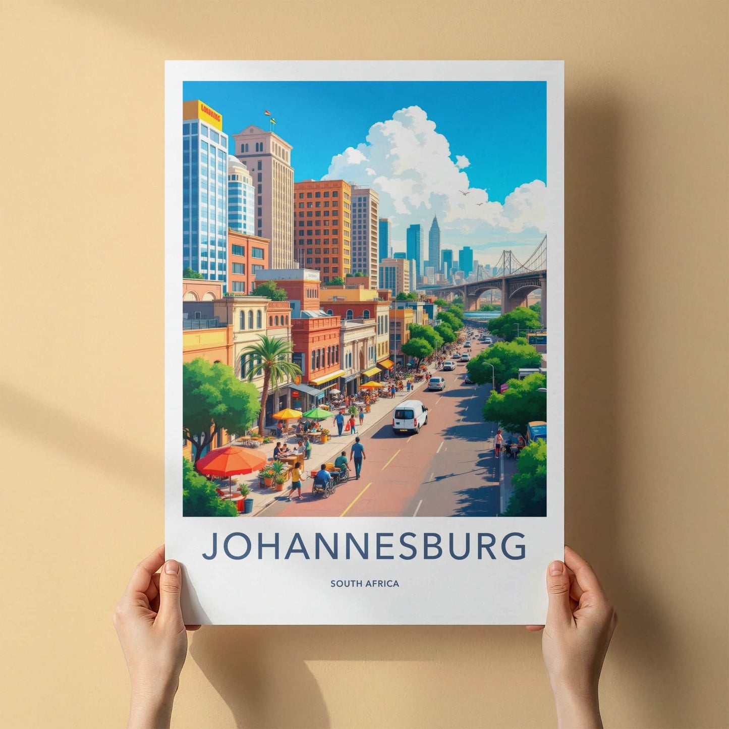 Johannesburg Poster - South Africa Travel Art - Vibrant Urban Scene Home Decor