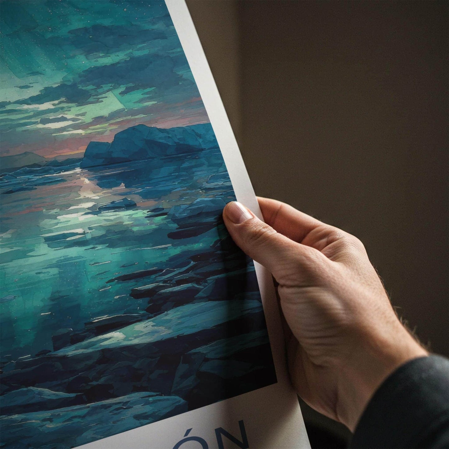 Jokulsarlon Poster - Iceland Travel Art - Aurora Ice Reflections Home Decor