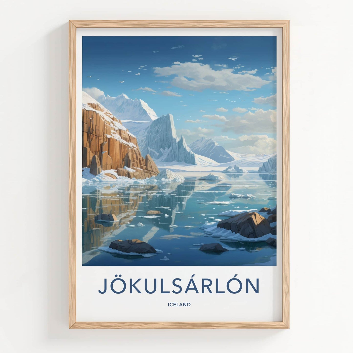 Jokulsarlon Poster - Iceland Travel Art - Glacial Lagoon Icebergs Home Decor