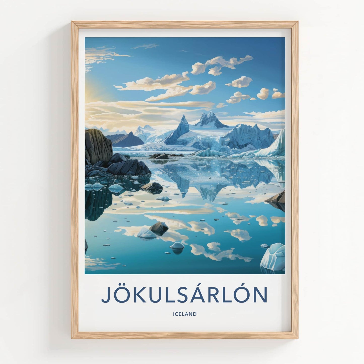 Jokulsarlon Poster - Iceland Travel Art - Glacial Lagoon Icebergs Home Decor