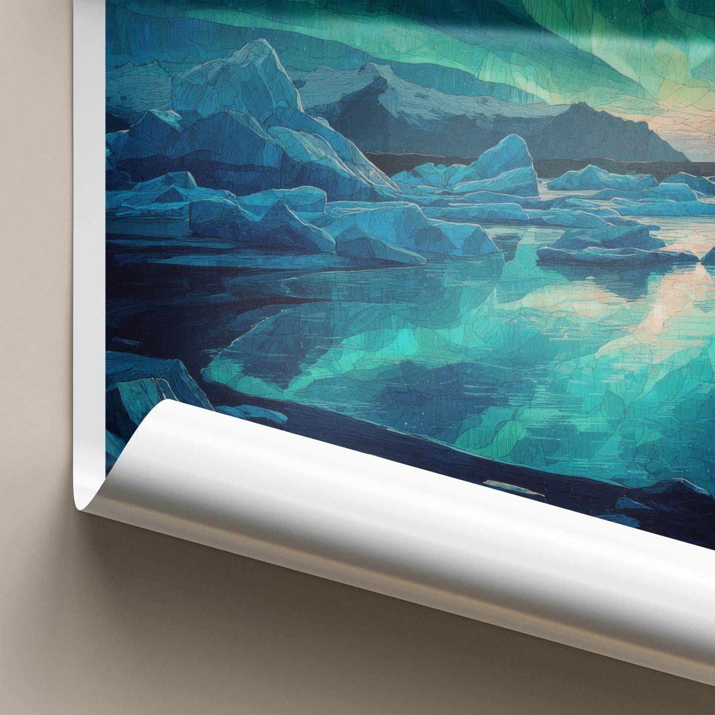 Jokulsarlon Poster - Iceland Travel Art - Glacier Lagoon Aurora Home Decor