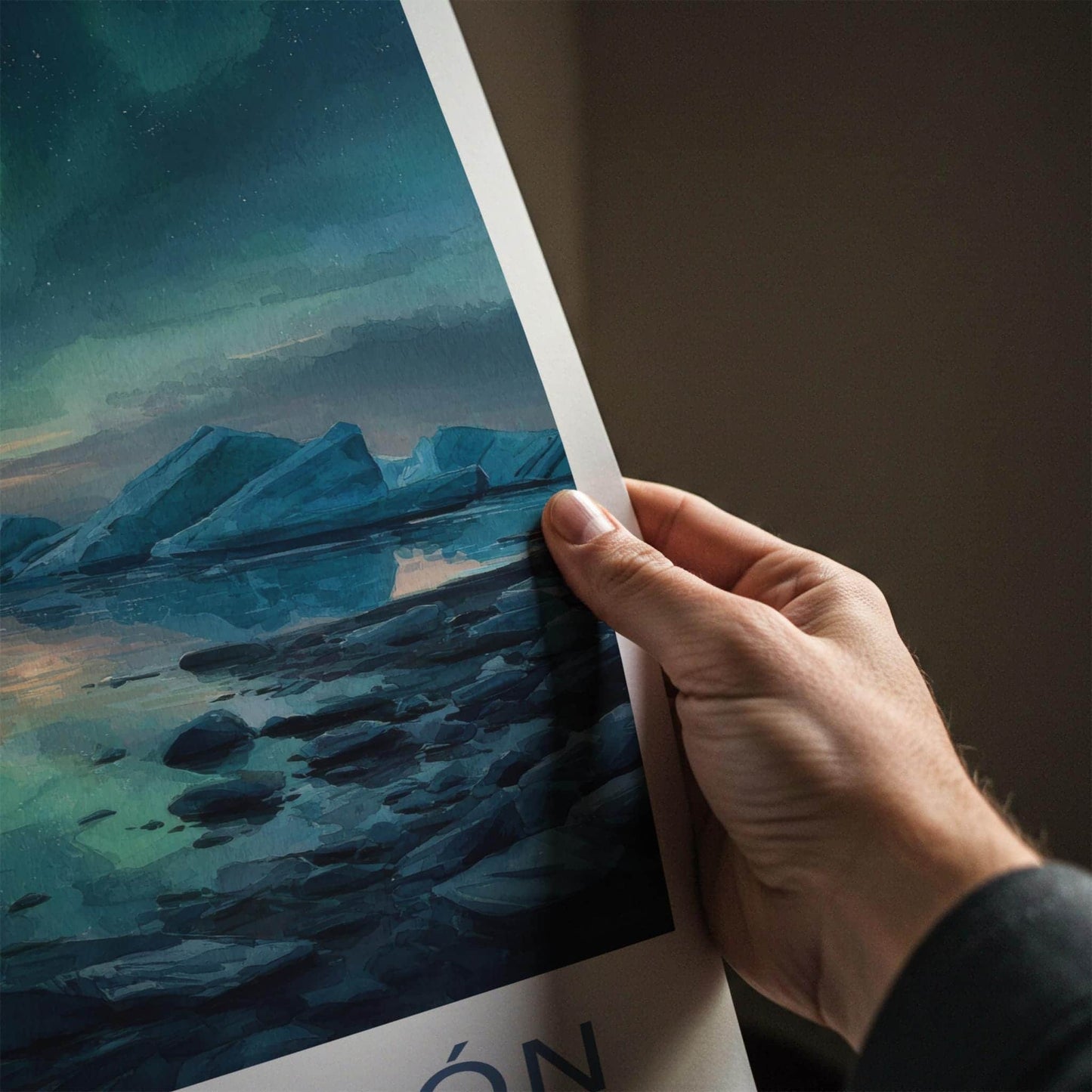 Jokulsarlon Poster - Iceland Travel Art - Icebergs Aurora Reflection Home Decor