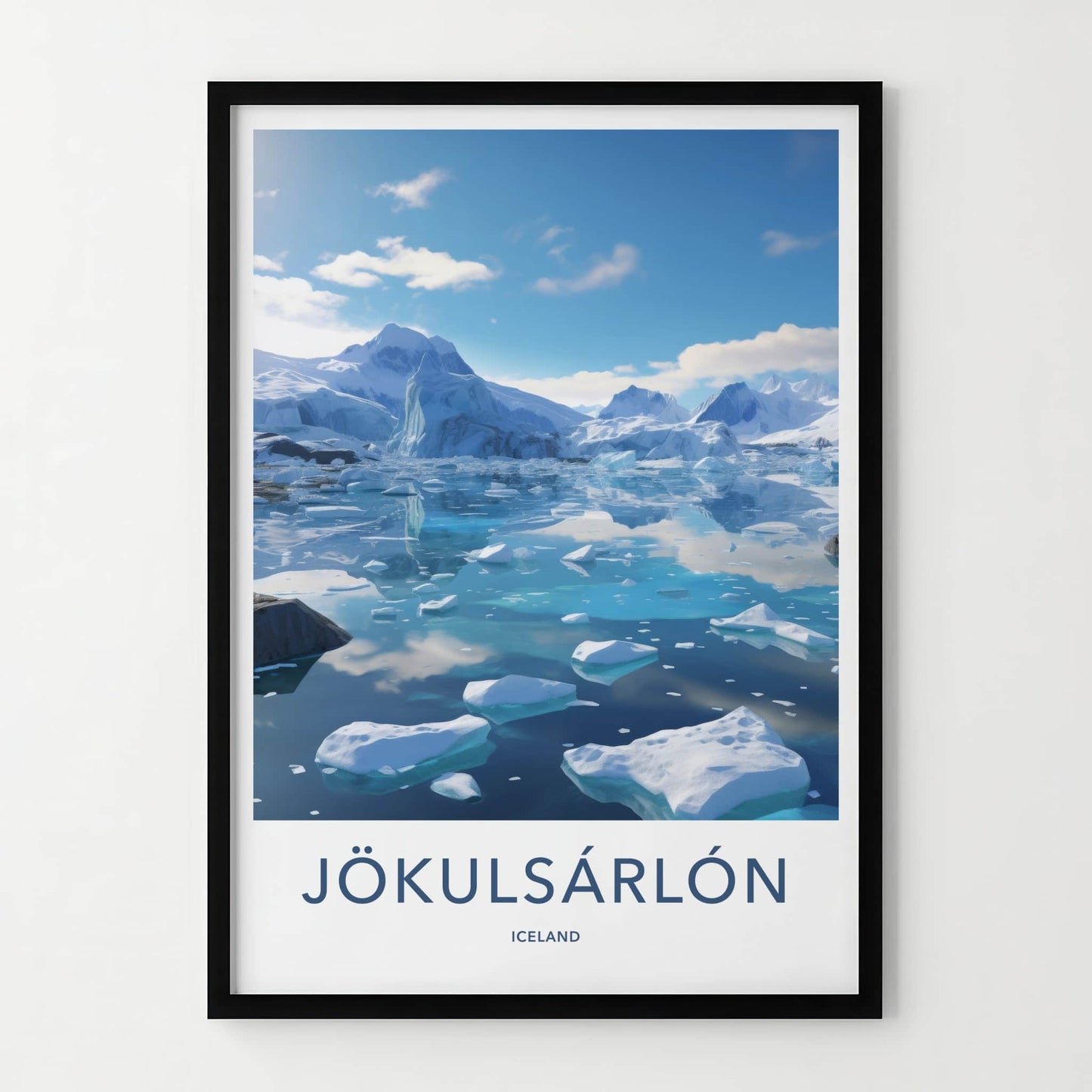 Jokulsarlon Poster - Iceland Travel Print - Floating Blue Icebergs Home Decor