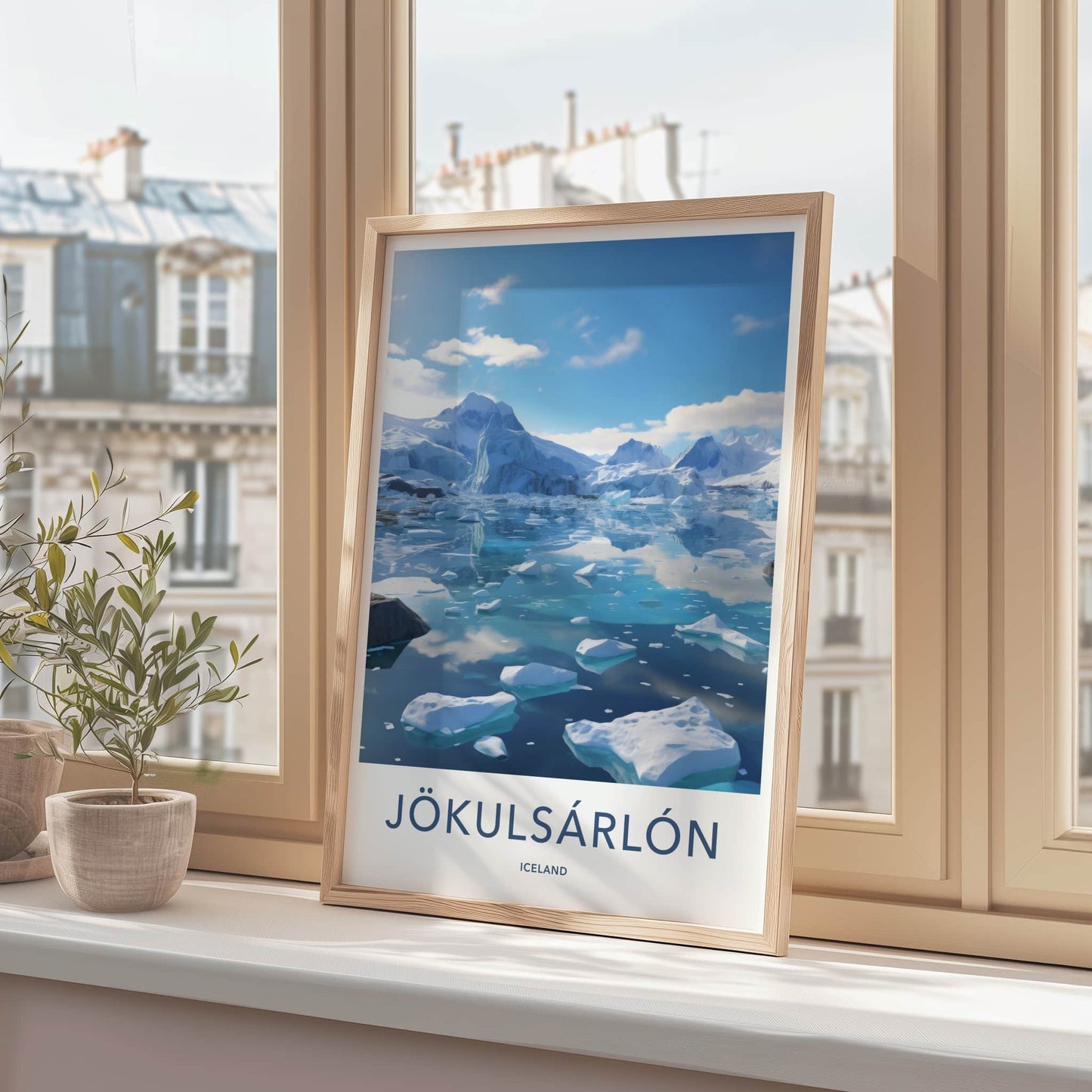 Jokulsarlon Poster - Iceland Travel Print - Floating Blue Icebergs Home Decor