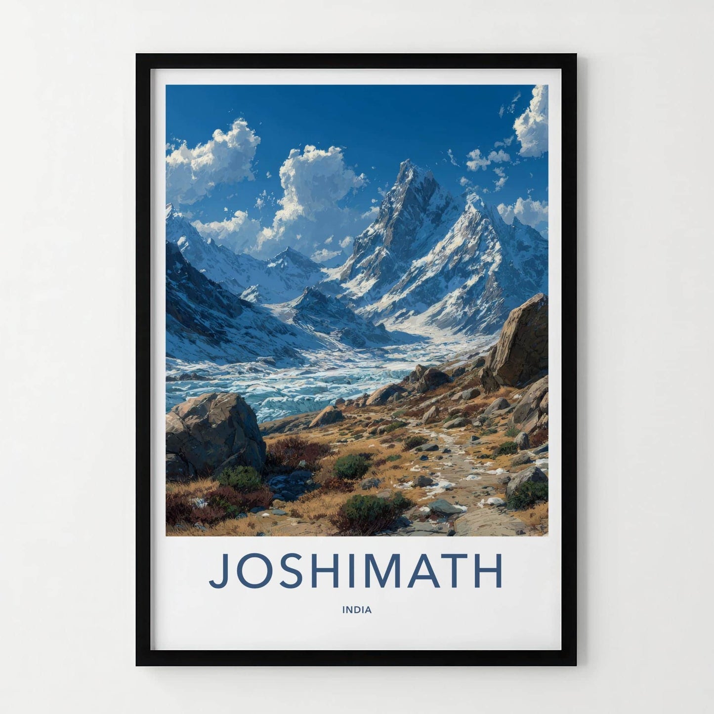 Joshimath Poster - India Art Print - Uttarakhand Icy Mountain Valley Home Decor