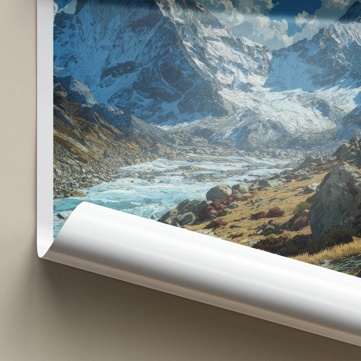 Joshimath Poster - India Travel Art - Uttarakhand Himalayan Icy River Home Decor