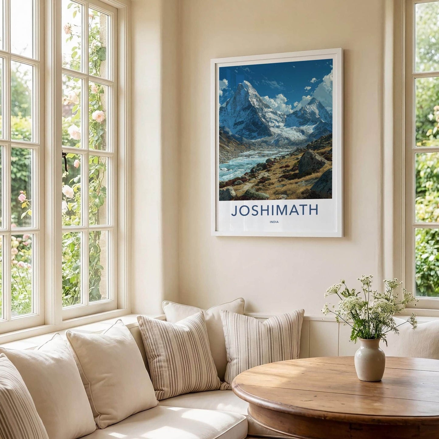 Joshimath Poster - India Travel Art - Uttarakhand Himalayan Icy River Home Decor