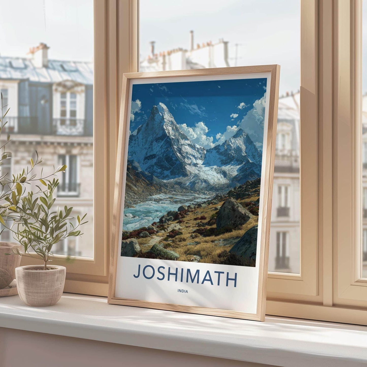 Joshimath Poster - India Travel Art - Uttarakhand Himalayan Icy River Home Decor