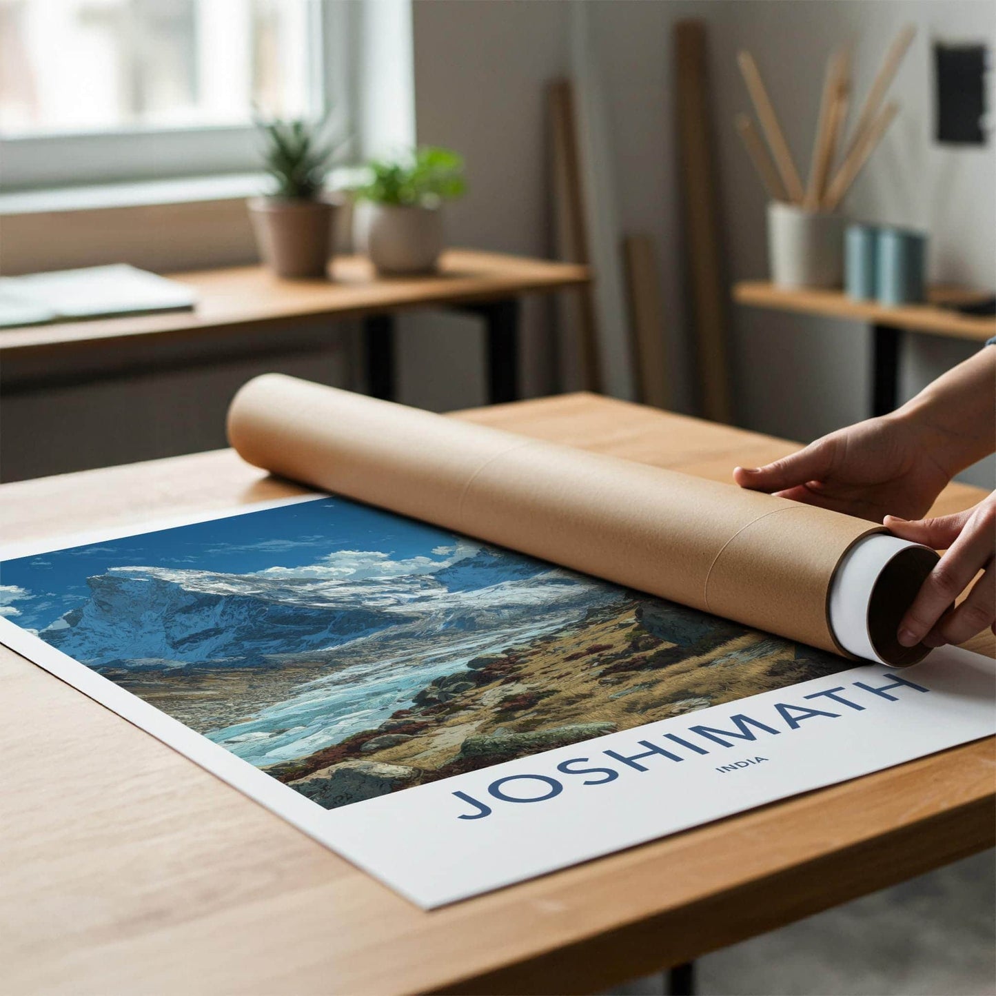 Joshimath Poster - India Travel Art - Uttarakhand Himalayan Icy River Home Decor