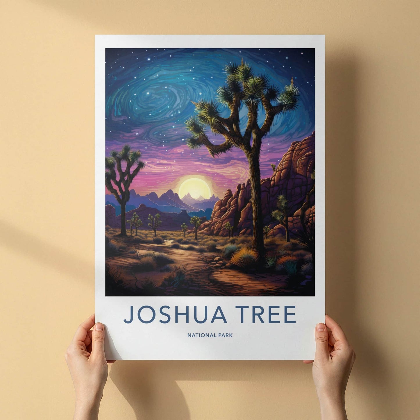 Joshua Tree National Park Poster - California Travel Art - Desert Sunset Sky Home Decor