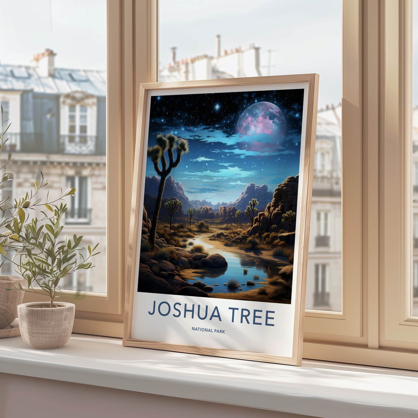 Joshua Tree National Park Poster - California Wall Art - Cosmic Desert Stream Home Decor