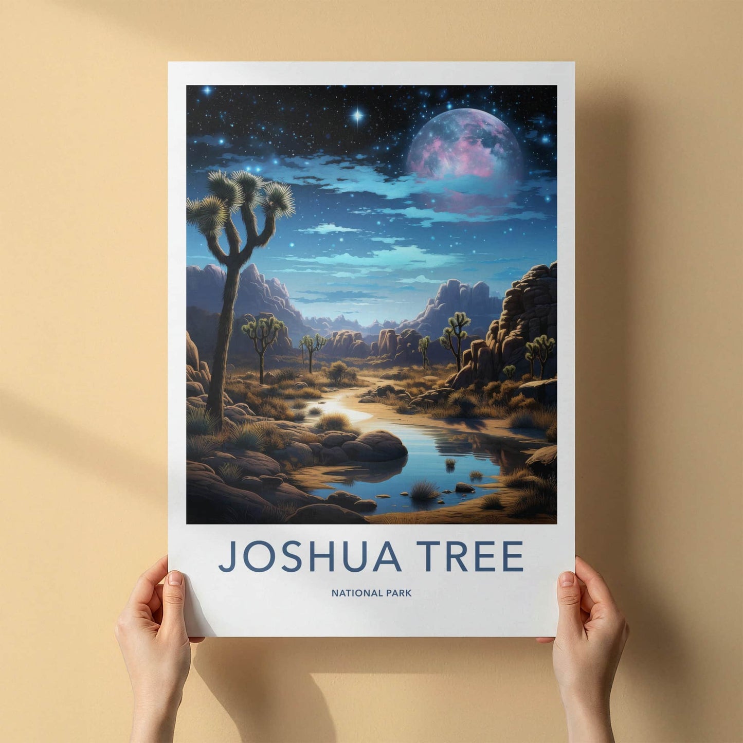 Joshua Tree National Park Poster - California Wall Art - Cosmic Desert Stream Home Decor