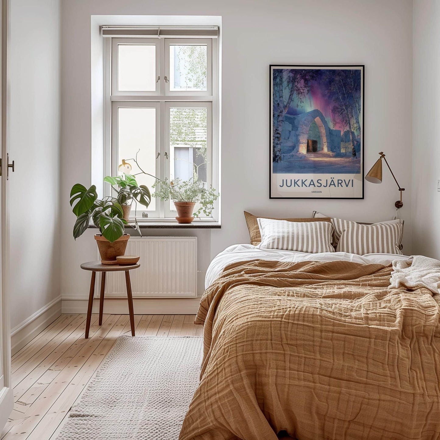 Jukkasjarvi Poster - Sweden Travel Art - Ice Arch Aurora Home Decor