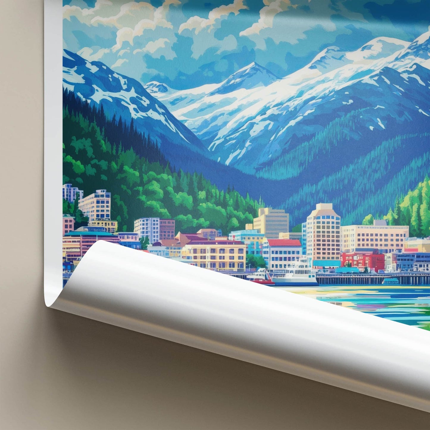 Juneau Poster - Alaska Framed Print - Glacier City Harbor Framed Decor