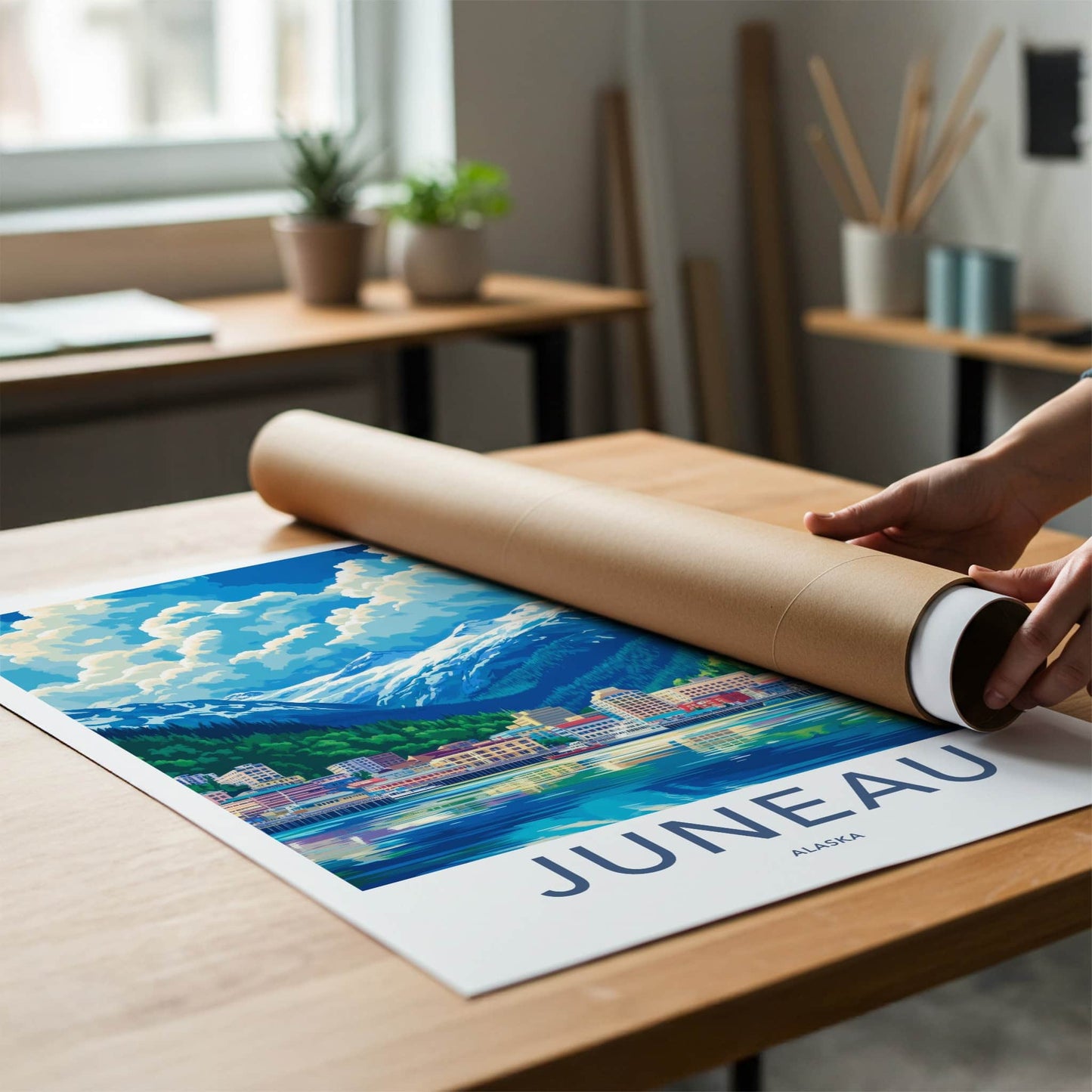 Juneau Poster - Alaska Framed Print - Glacier City Harbor Framed Decor