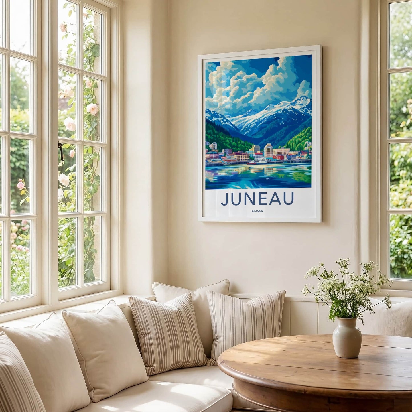 Juneau Poster - Alaska Framed Print - Glacier City Harbor Framed Decor