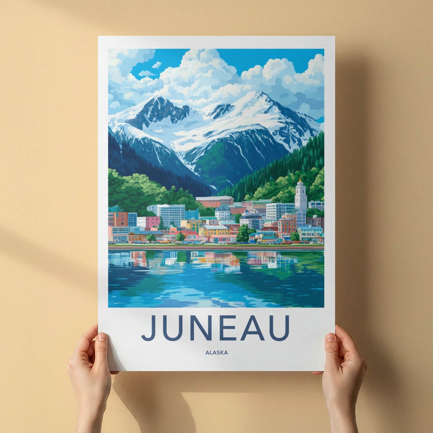 Juneau Poster - Alaska Travel Art - Coastal Mountain City Wall Decor