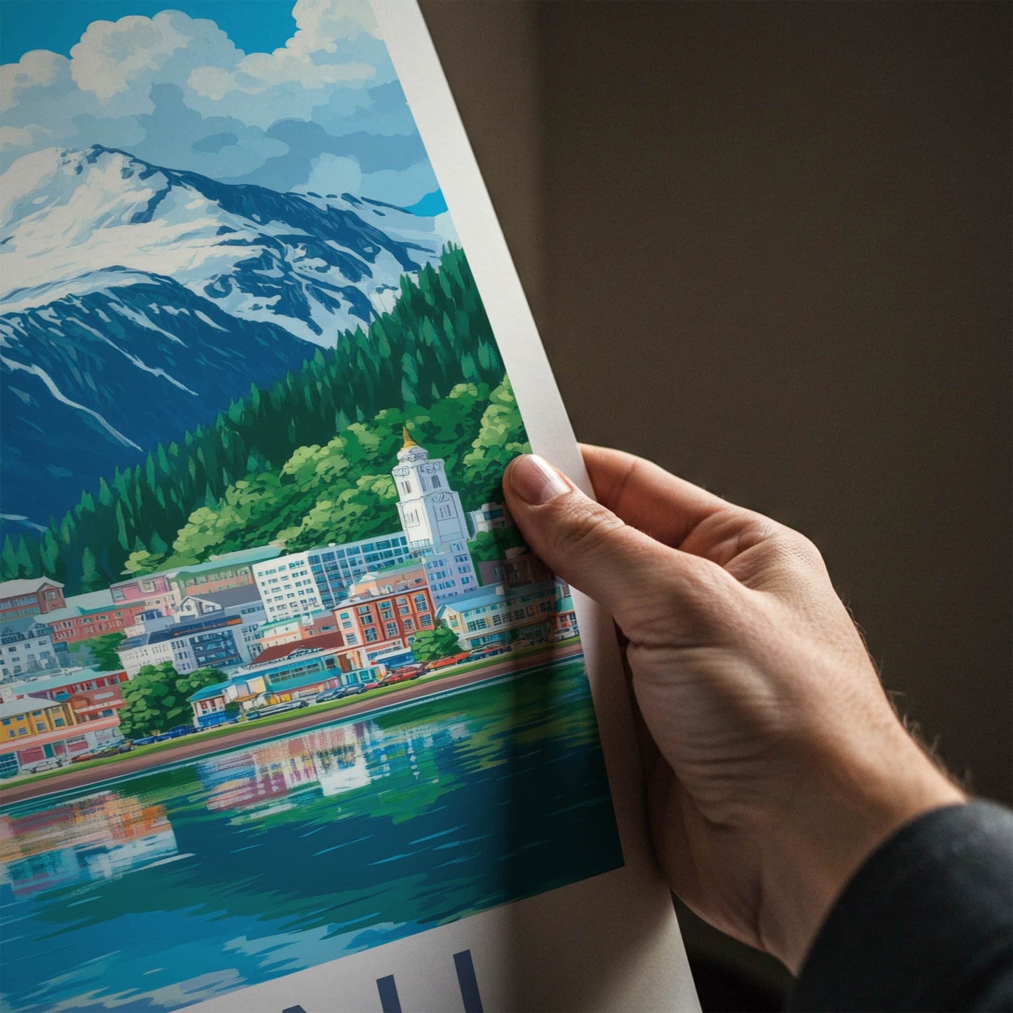 Juneau Poster - Alaska Travel Art - Coastal Mountain City Wall Decor