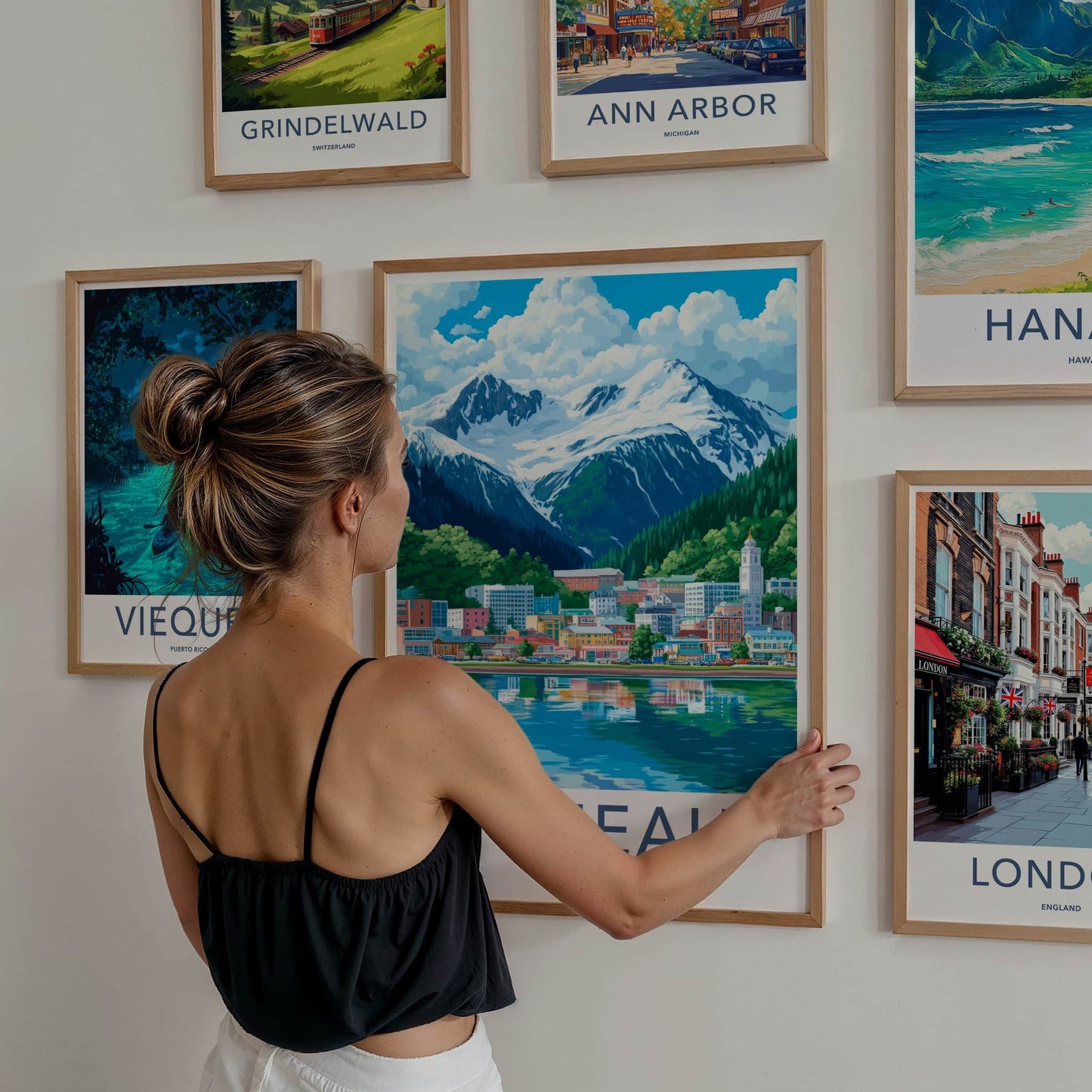 Juneau Poster - Alaska Travel Art - Coastal Mountain City Wall Decor