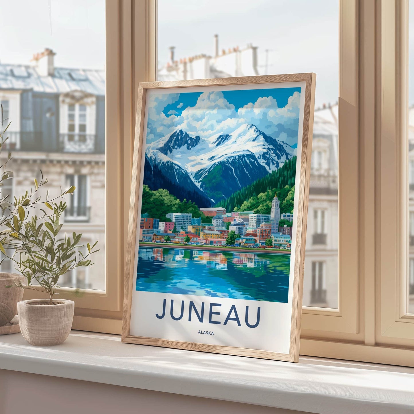 Juneau Poster - Alaska Travel Art - Coastal Mountain City Wall Decor