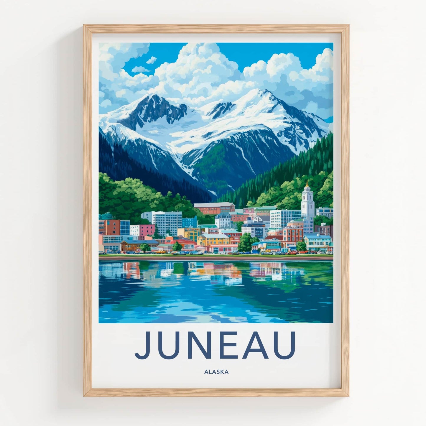 Juneau Poster - Alaska Travel Art - Coastal Mountain City Wall Decor