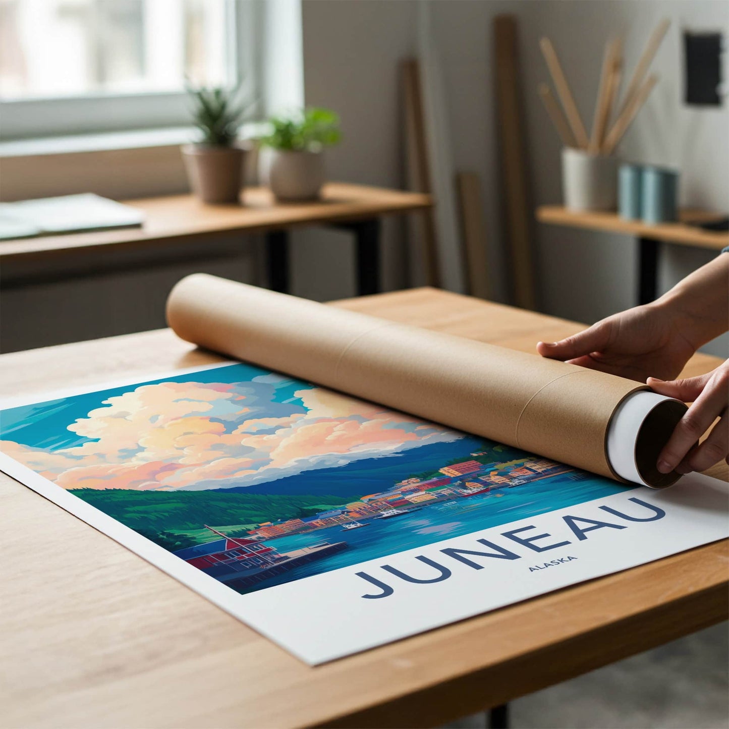 Juneau Poster - Alaska Travel Art - Mountain Harbor View Home Decor