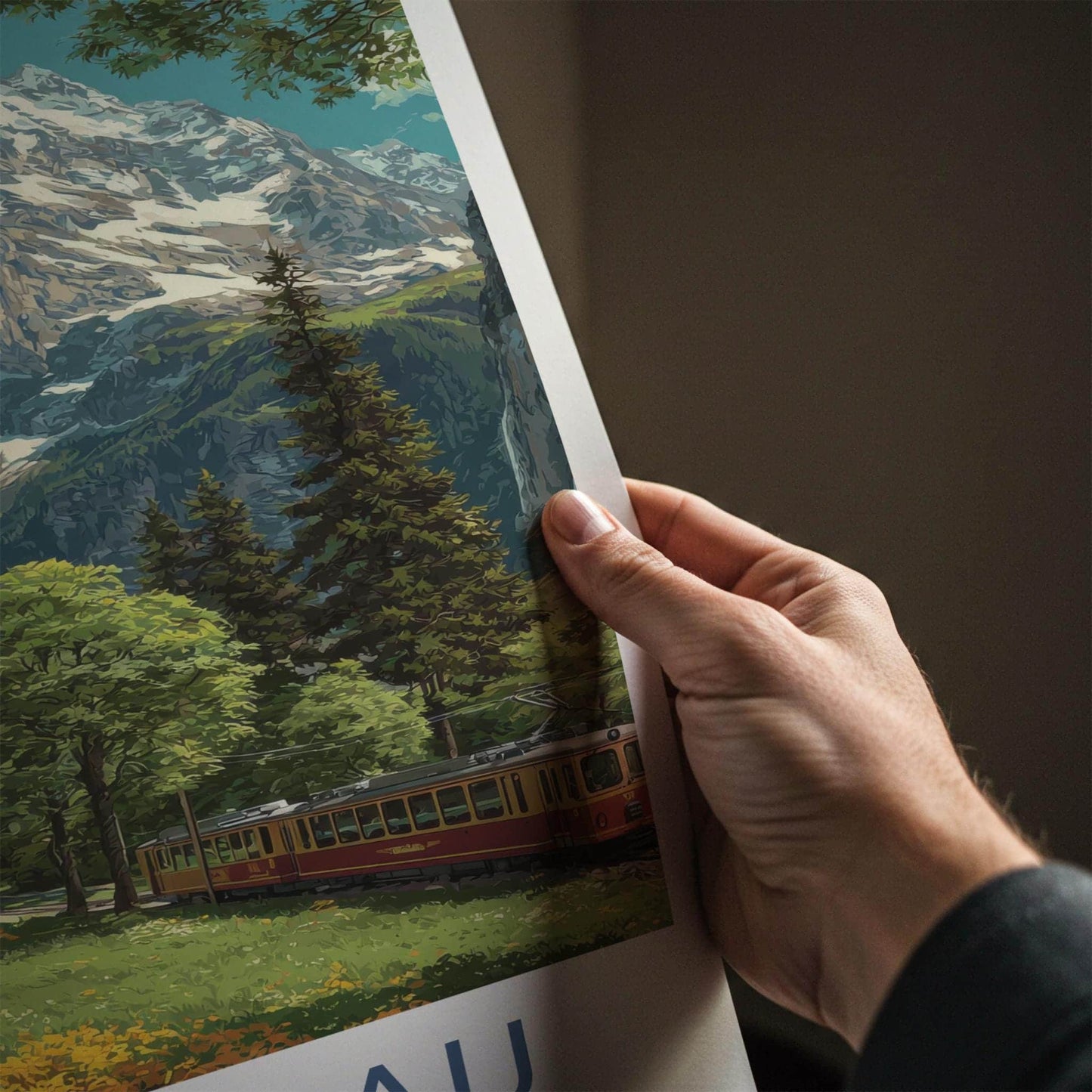 Jungfrau Poster - Switzerland Travel Art - Mountain Train Alpine Home Decor