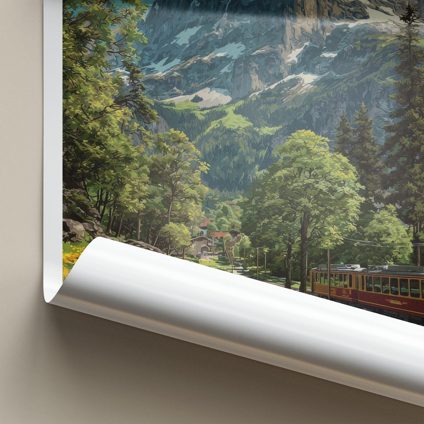 Jungfrau Poster - Switzerland Travel Art - Mountain Train Alpine Home Decor