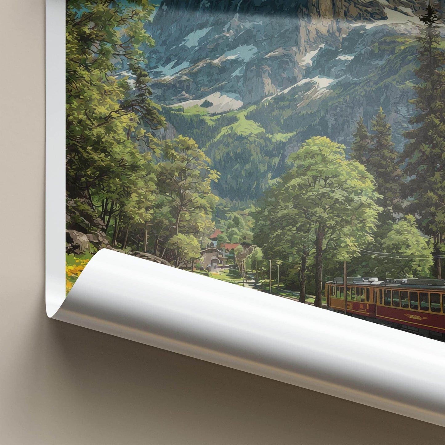 Jungfrau Poster - Switzerland Travel Art - Mountain Train Alpine Home Decor