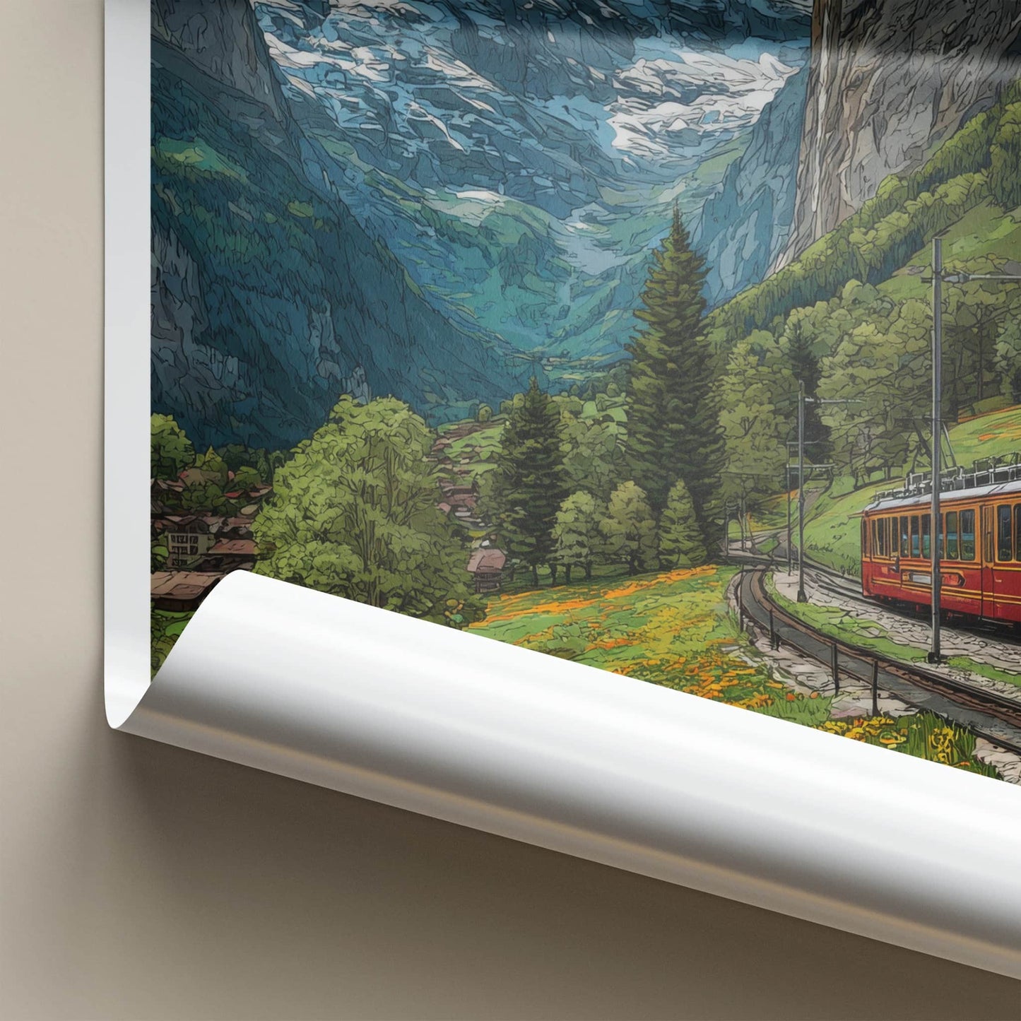 Jungfrau Poster - Switzerland Travel Art - Mountain Train Valley Wall Art