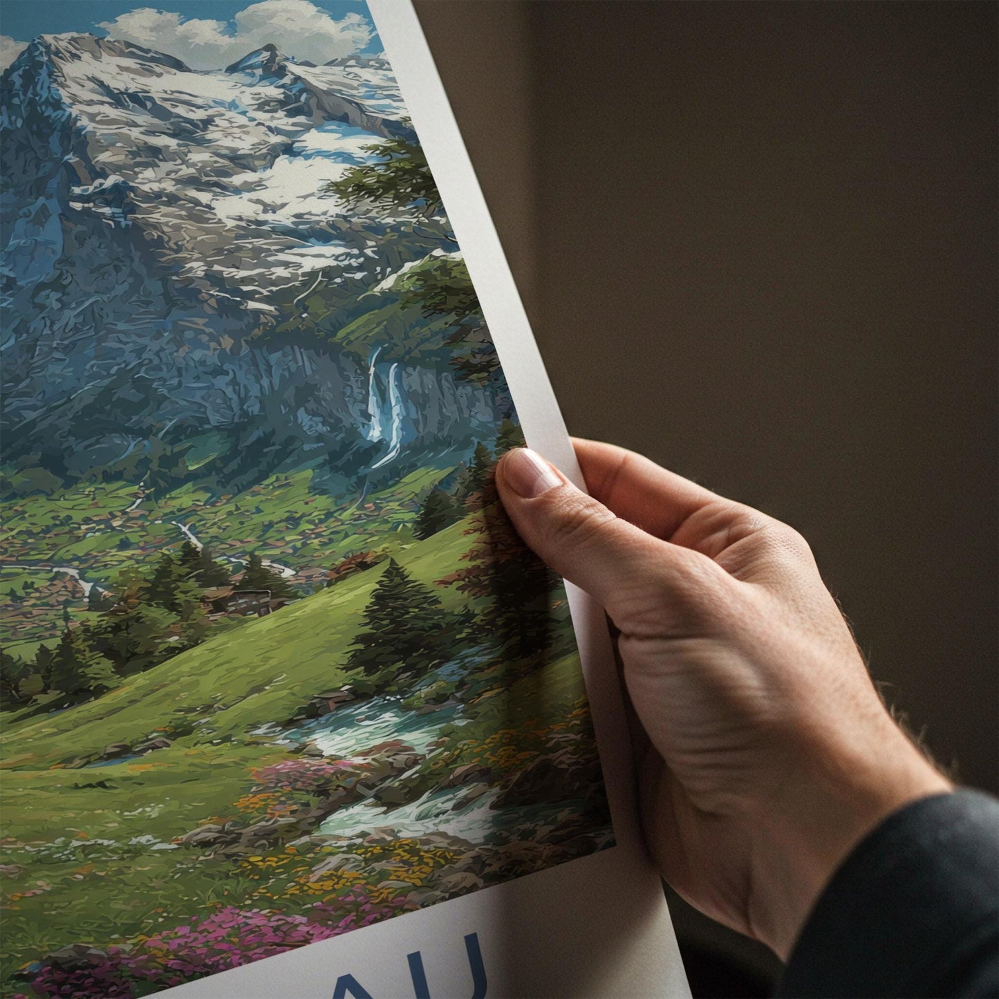 Jungfrau Poster - Switzerland Travel Art - Red Train Valley Wall Decor