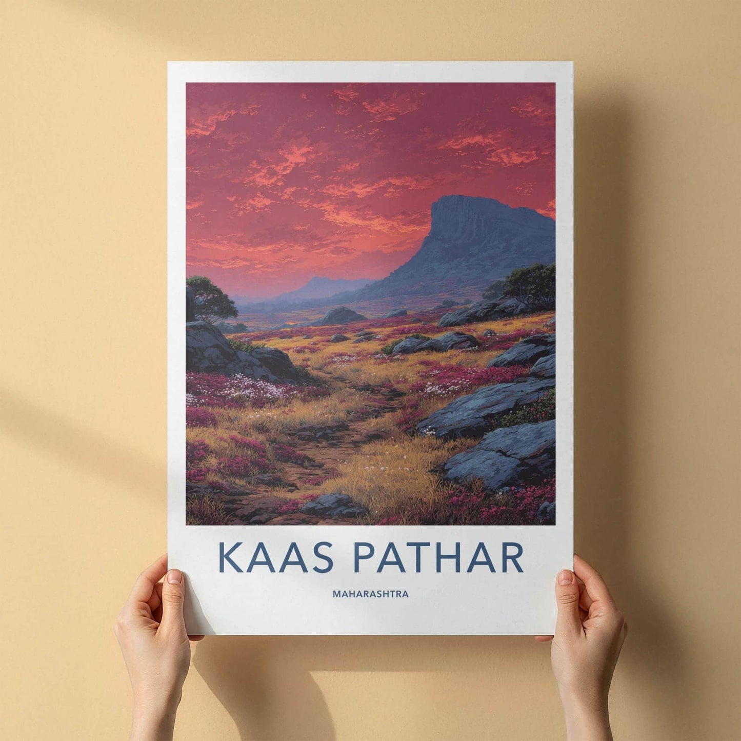 Kaas Pathar Poster - India Art Print - Maharashtra Flowery Plateau Sunset Wall Decor