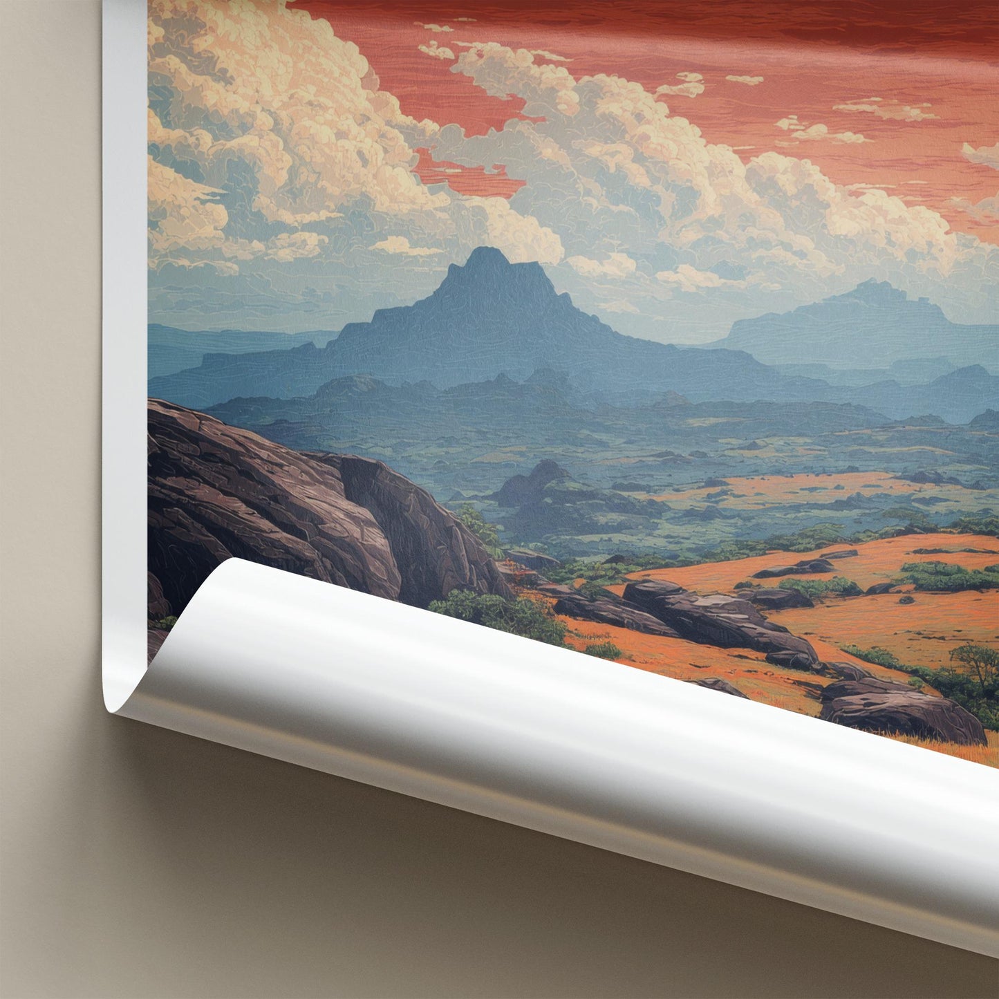 Kaas Pathar Poster - India Travel Art - Maharashtra Autumn Flower Meadow Wall Decor