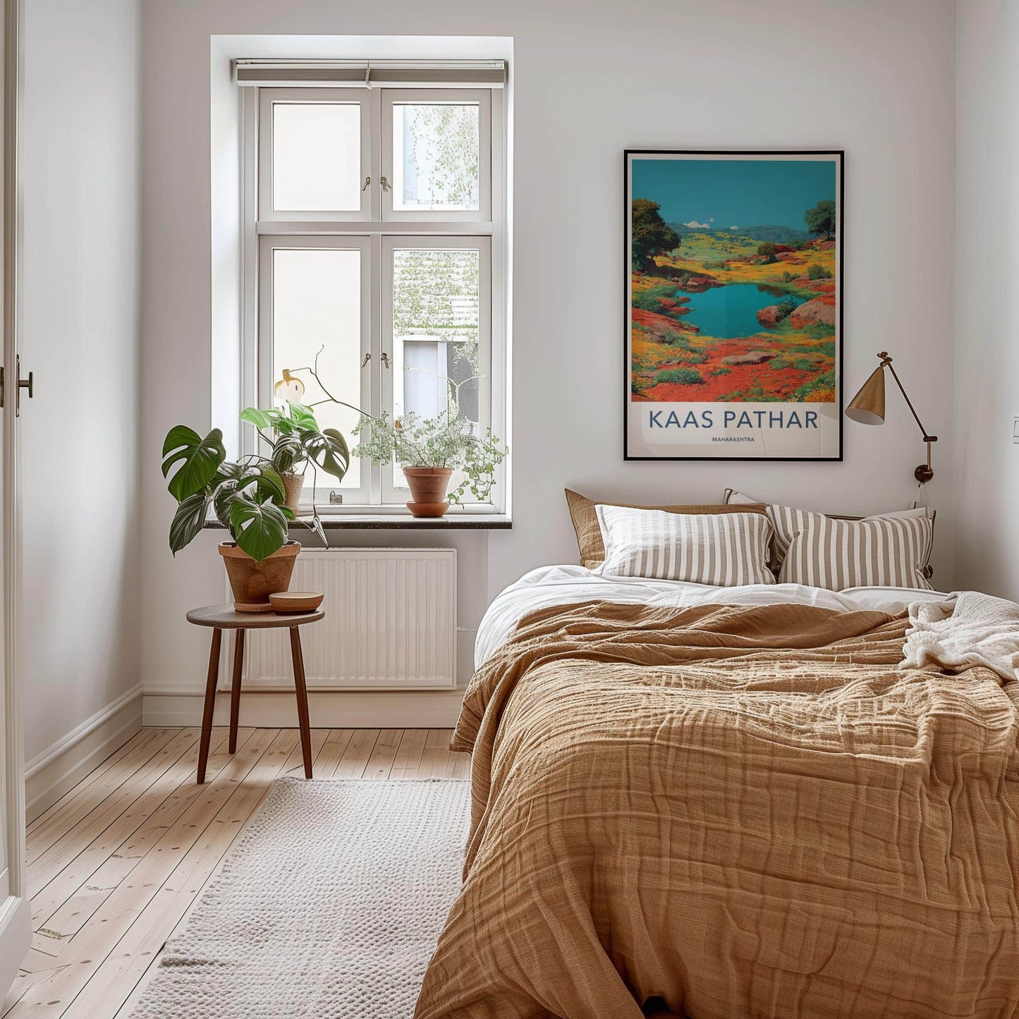 Kaas Pathar Poster - India Travel Art - Maharashtra Blue Lake Flowers Home Decor