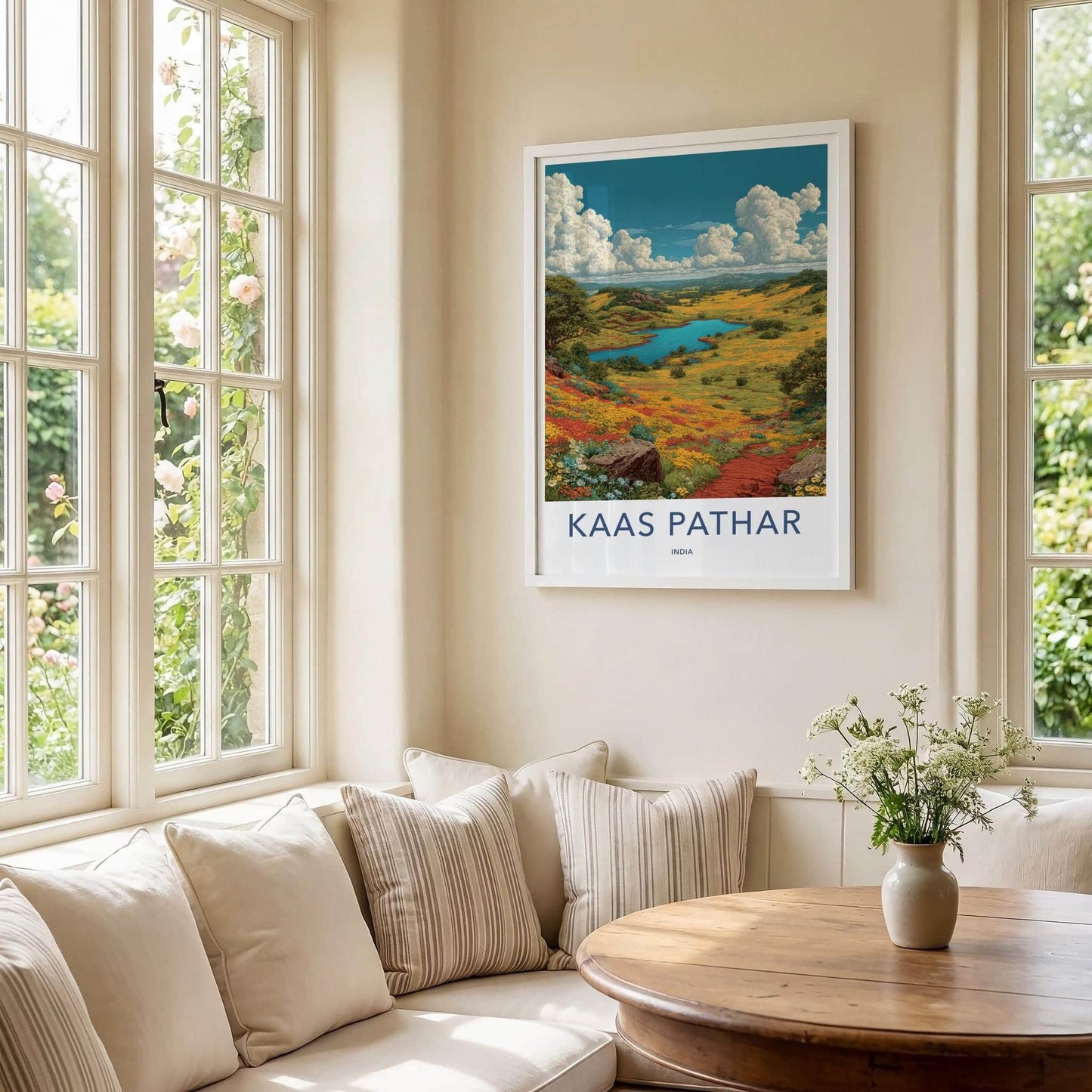 Kaas Pathar Poster - India Travel Art - Maharashtra Floral Valley Wall Decor