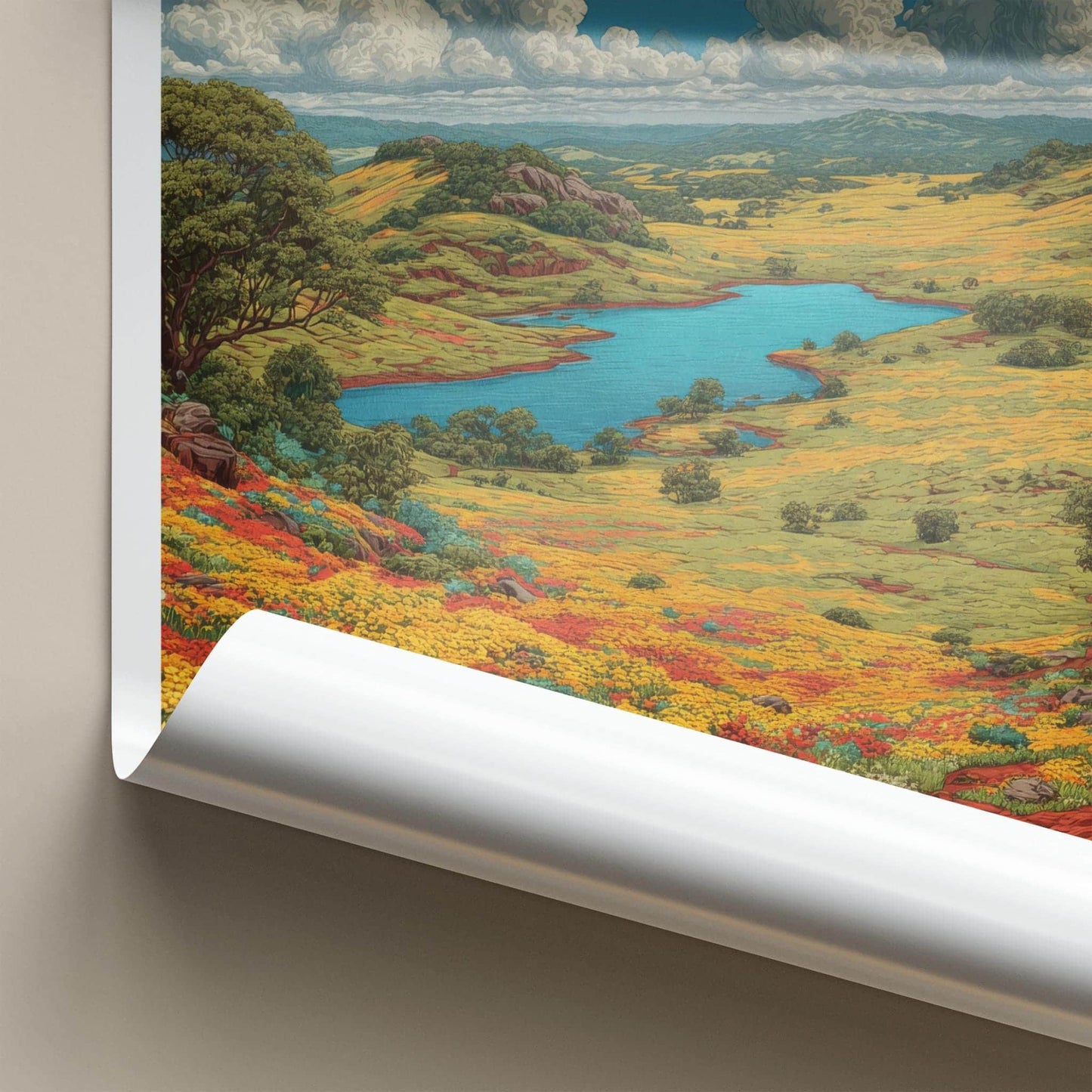 Kaas Pathar Poster - India Travel Art - Maharashtra Floral Valley Wall Decor