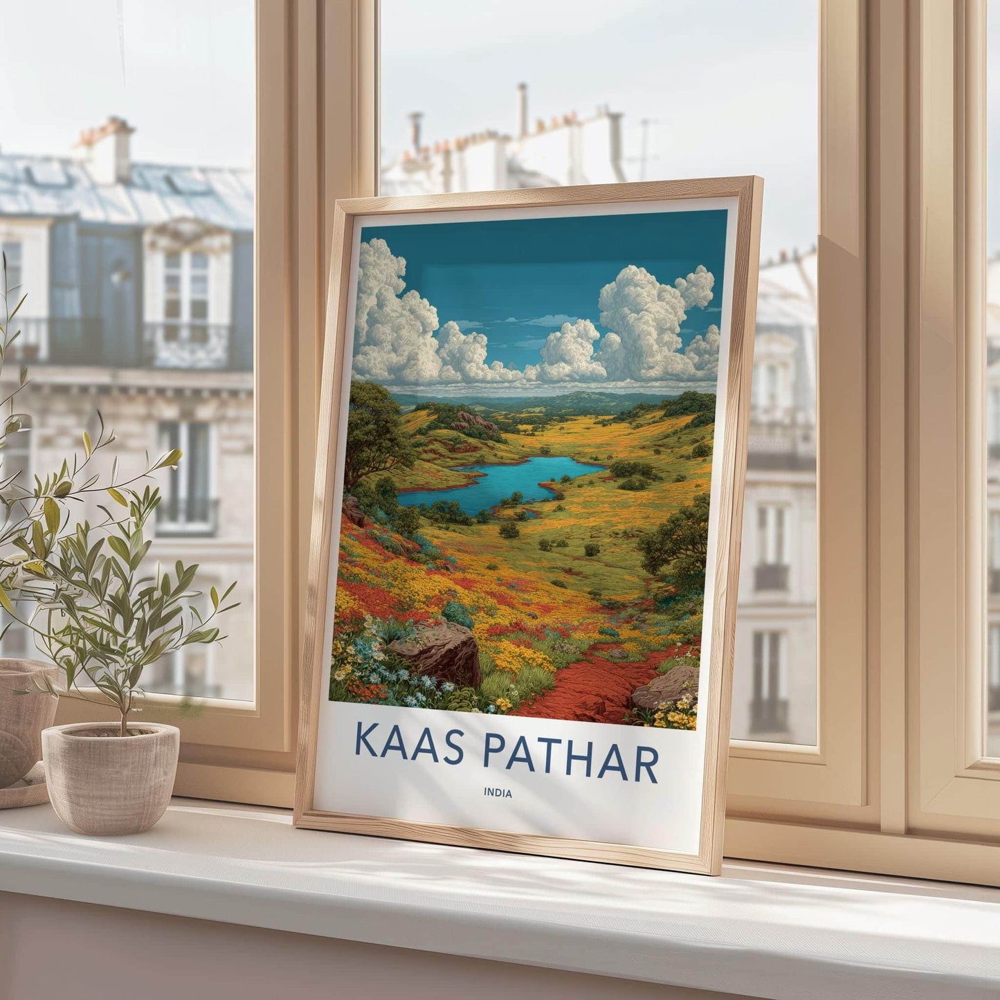 Kaas Pathar Poster - India Travel Art - Maharashtra Floral Valley Wall Decor