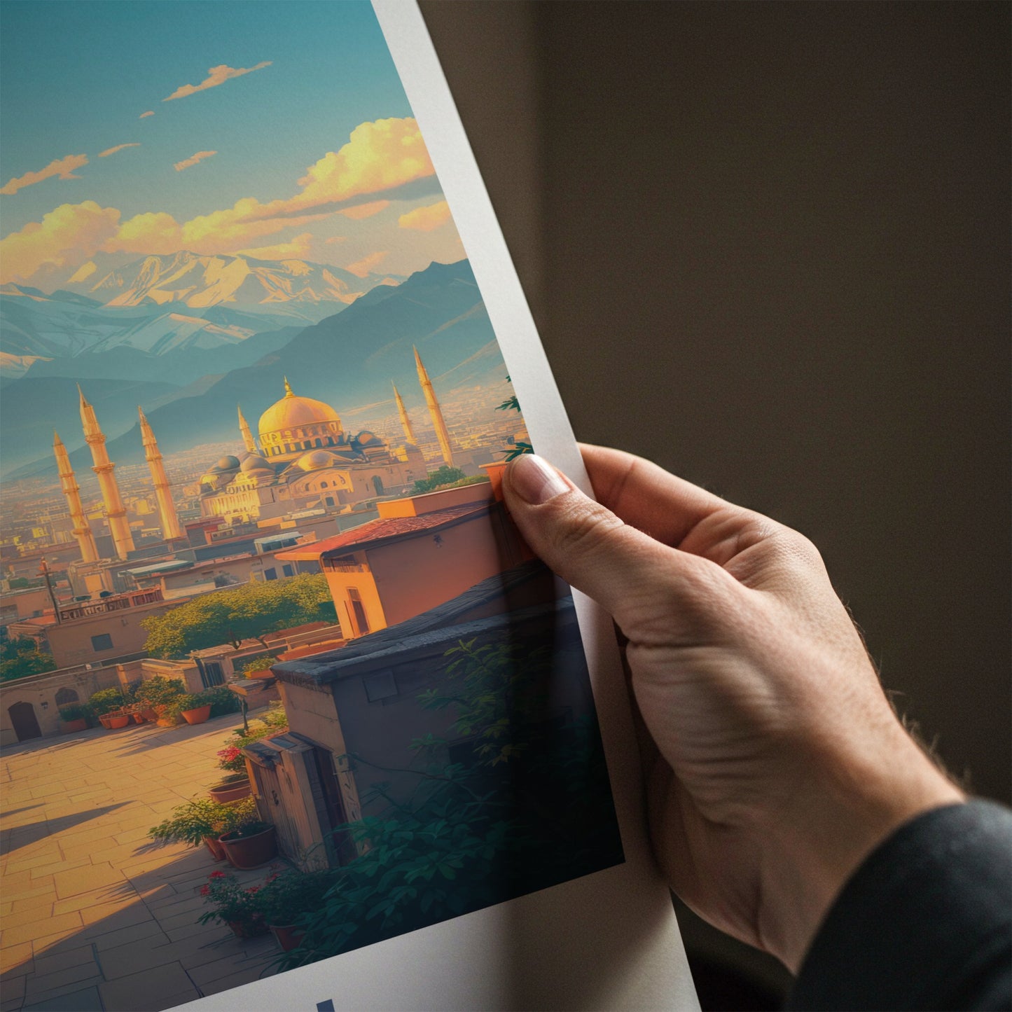 Kabul Poster - Afghanistan Travel Art - Cityscape Mountain Sunset Home Decor