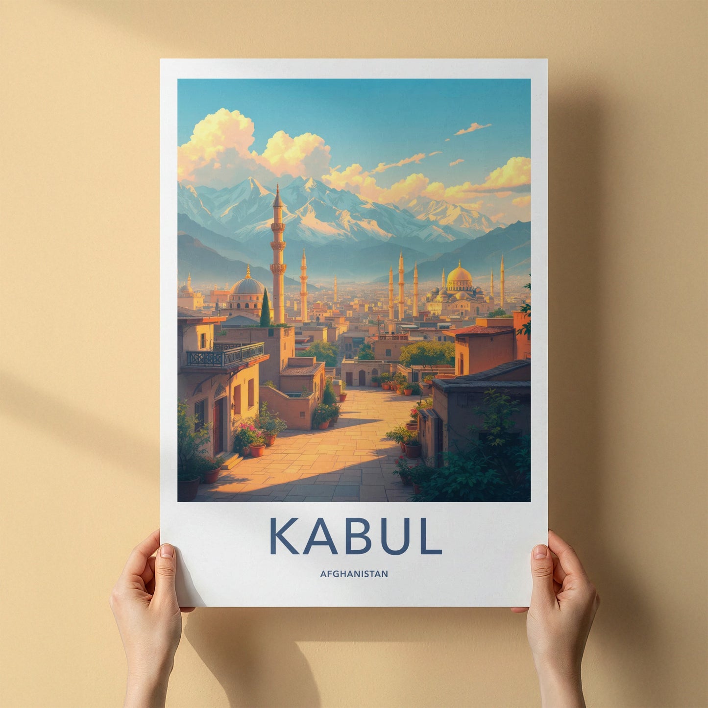 Kabul Poster - Afghanistan Travel Art - Cityscape Mountain Sunset Home Decor