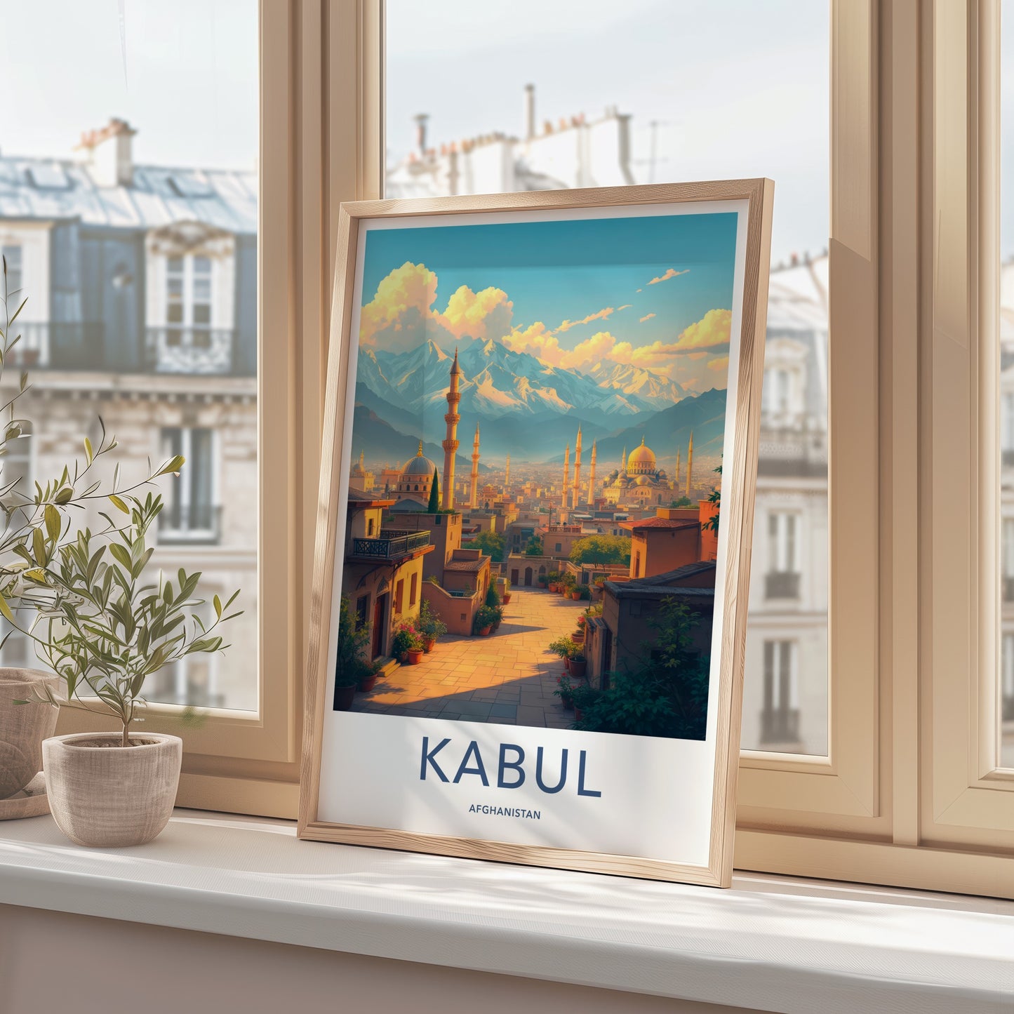 Kabul Poster - Afghanistan Travel Art - Cityscape Mountain Sunset Home Decor