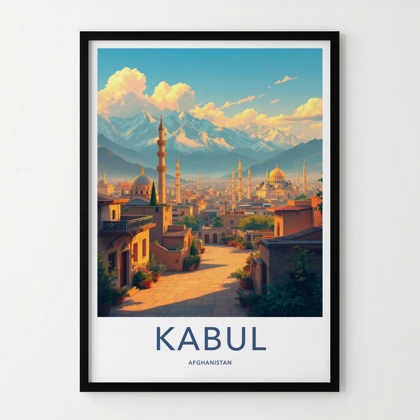 Kabul Poster - Afghanistan Travel Art - Cityscape Mountain Sunset Home Decor