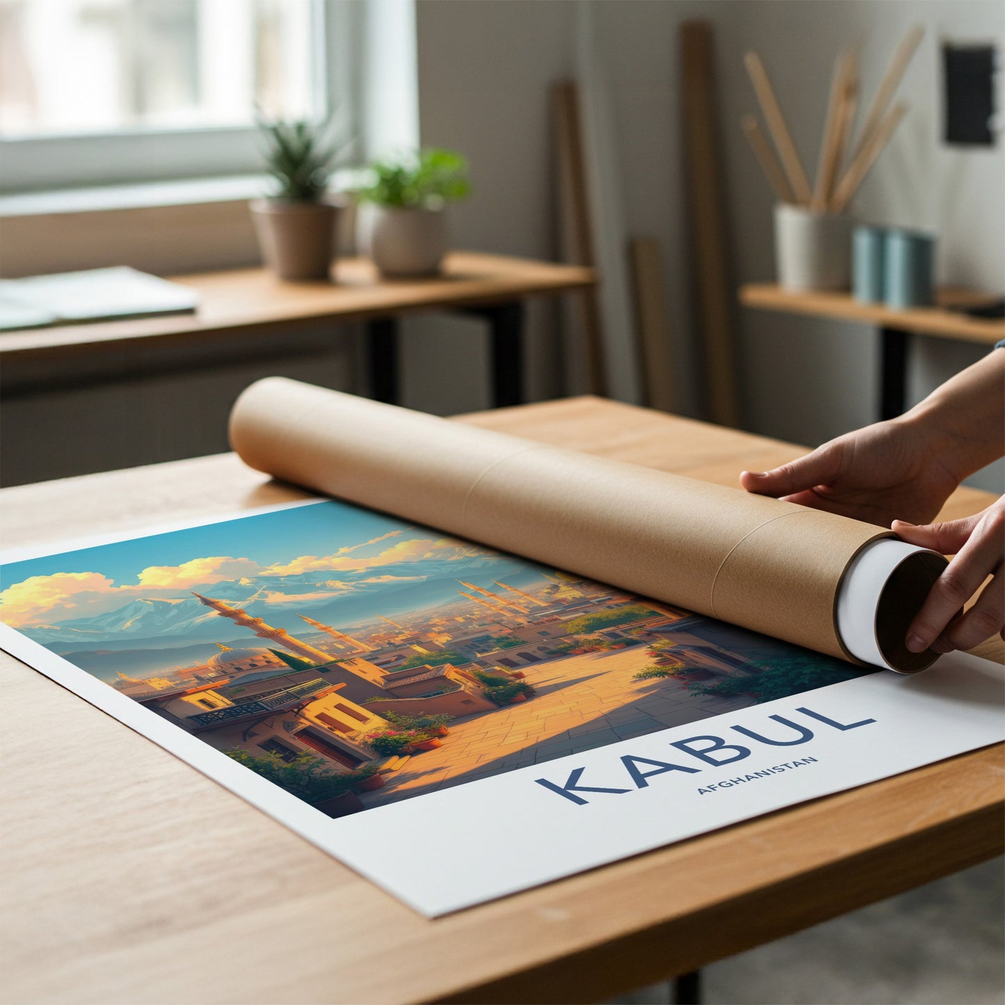 Kabul Poster - Afghanistan Travel Art - Cityscape Mountain Sunset Home Decor