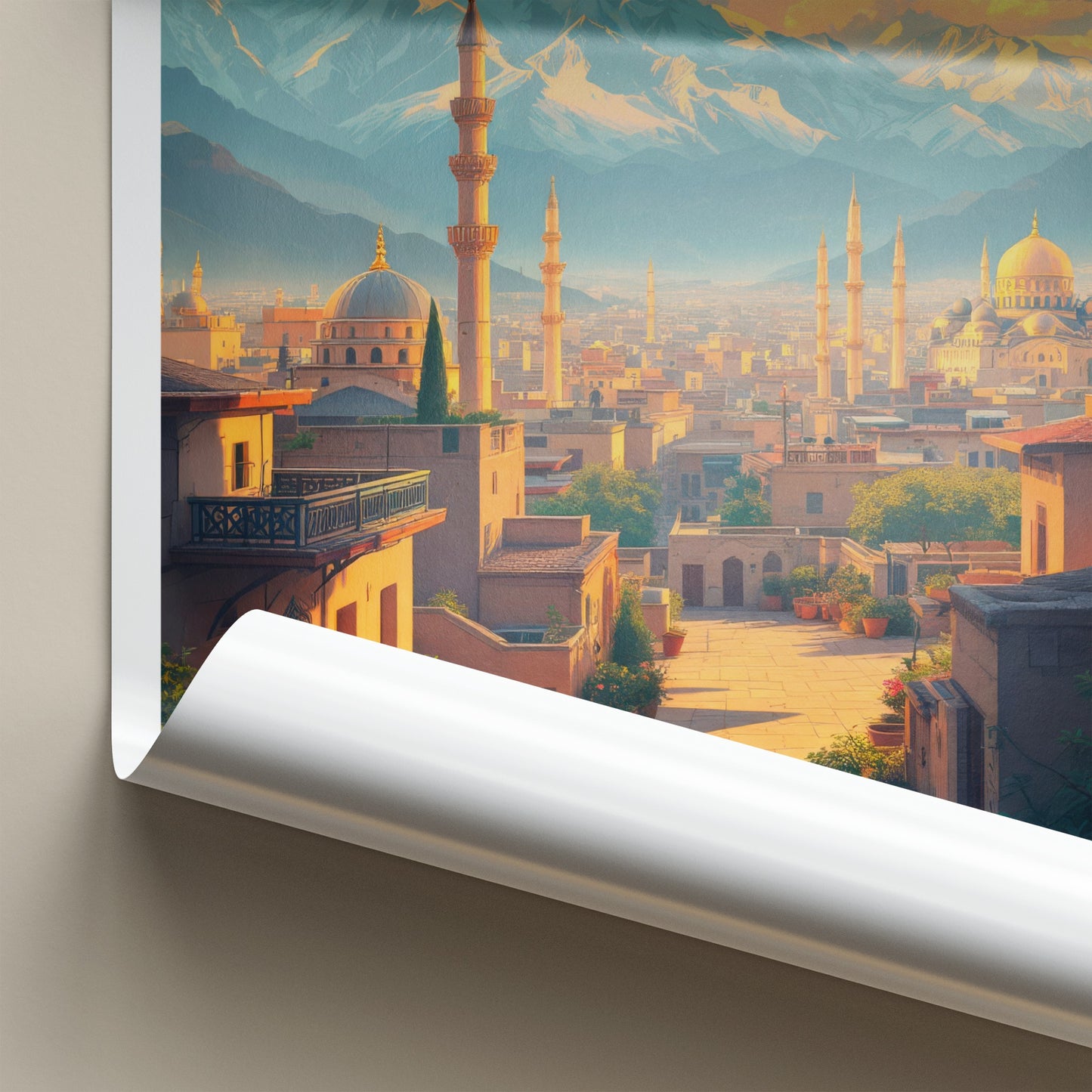 Kabul Poster - Afghanistan Travel Art - Cityscape Mountain Sunset Home Decor