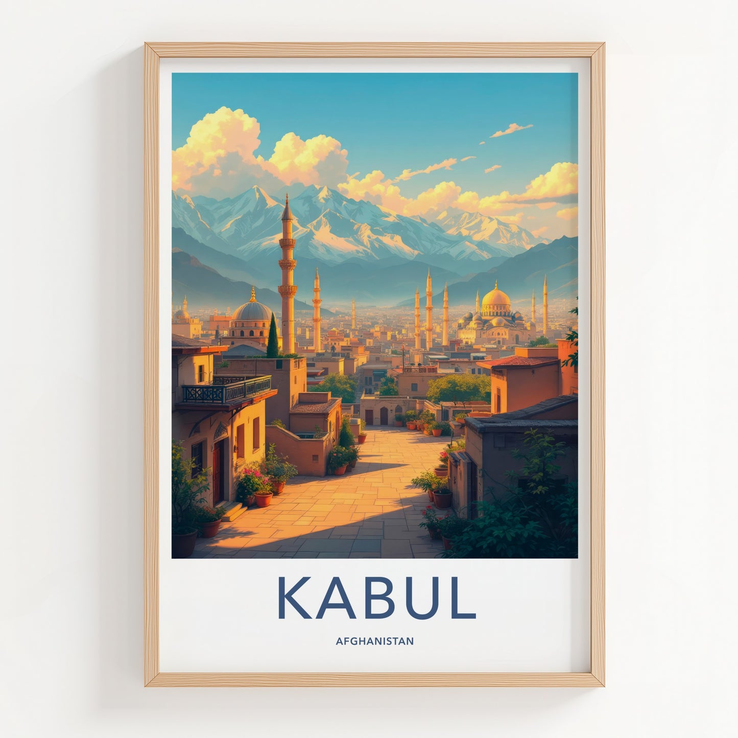 Kabul Poster - Afghanistan Travel Art - Cityscape Mountain Sunset Home Decor