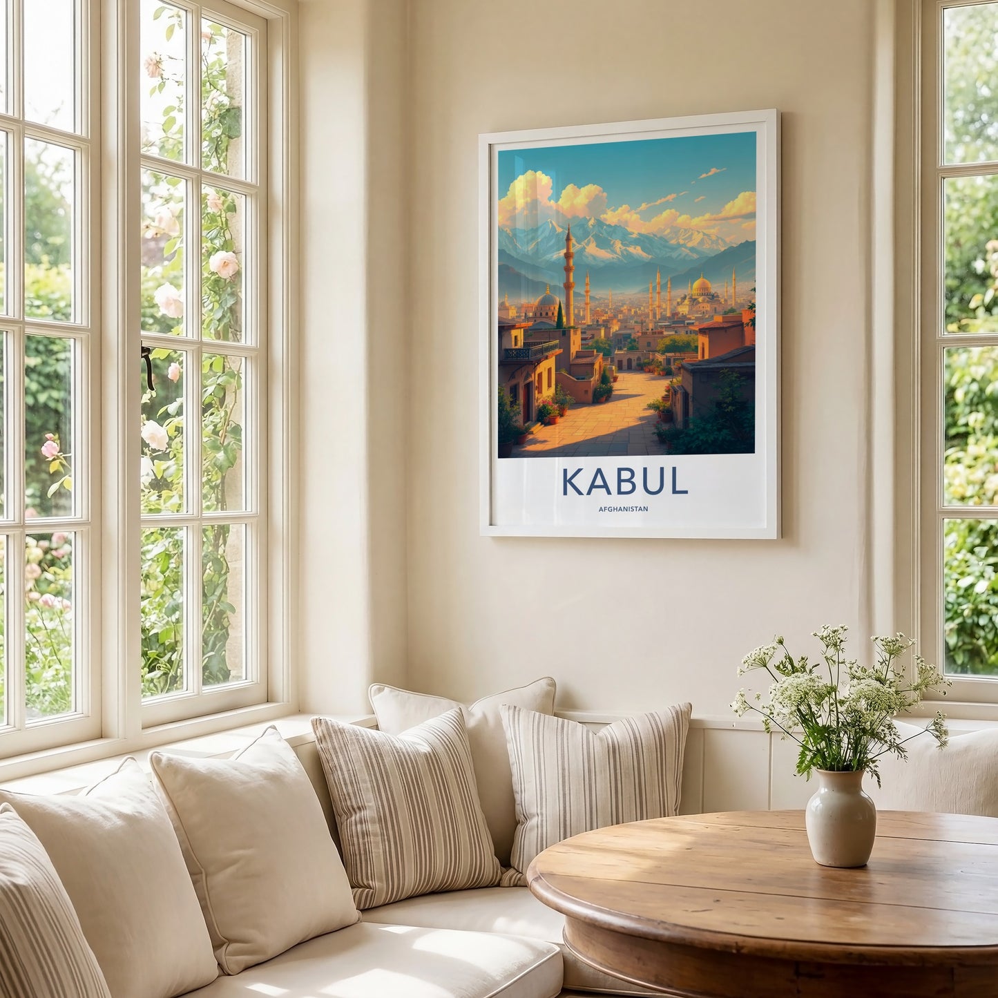 Kabul Poster - Afghanistan Travel Art - Cityscape Mountain Sunset Home Decor